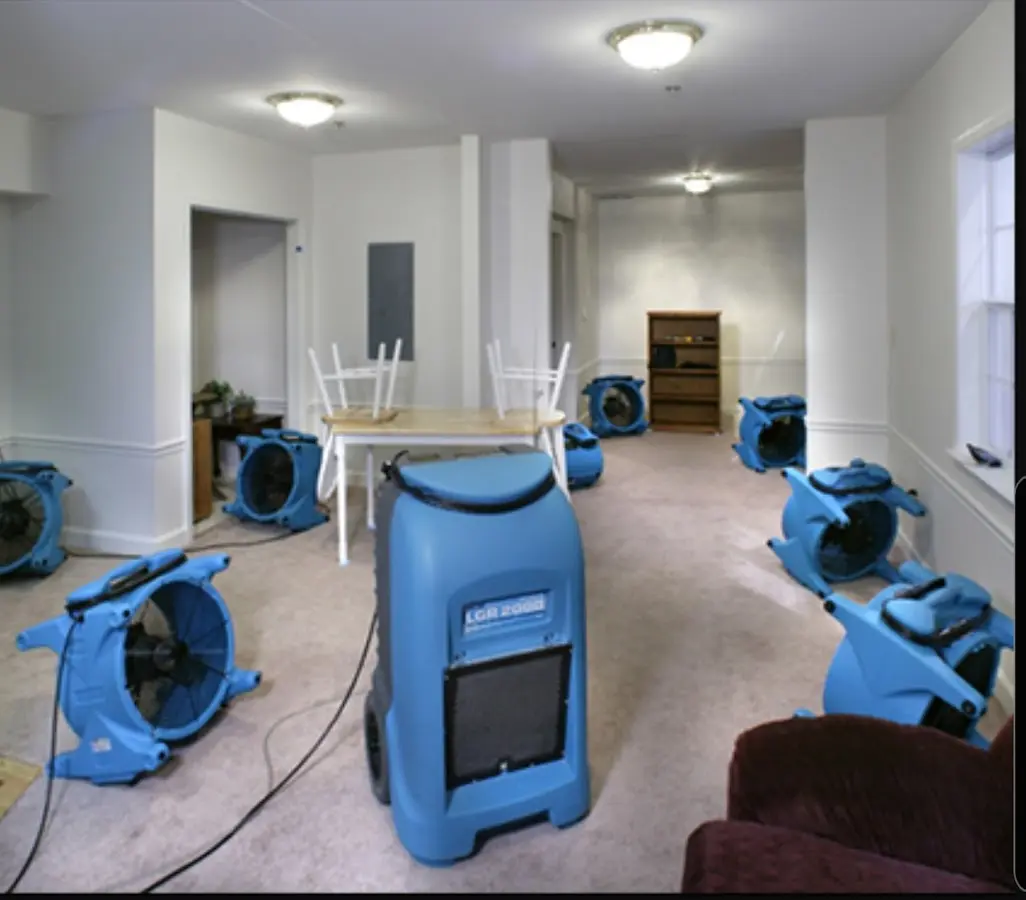 Air movers and dehumidifier setup for Water Extraction & Removal in Volo