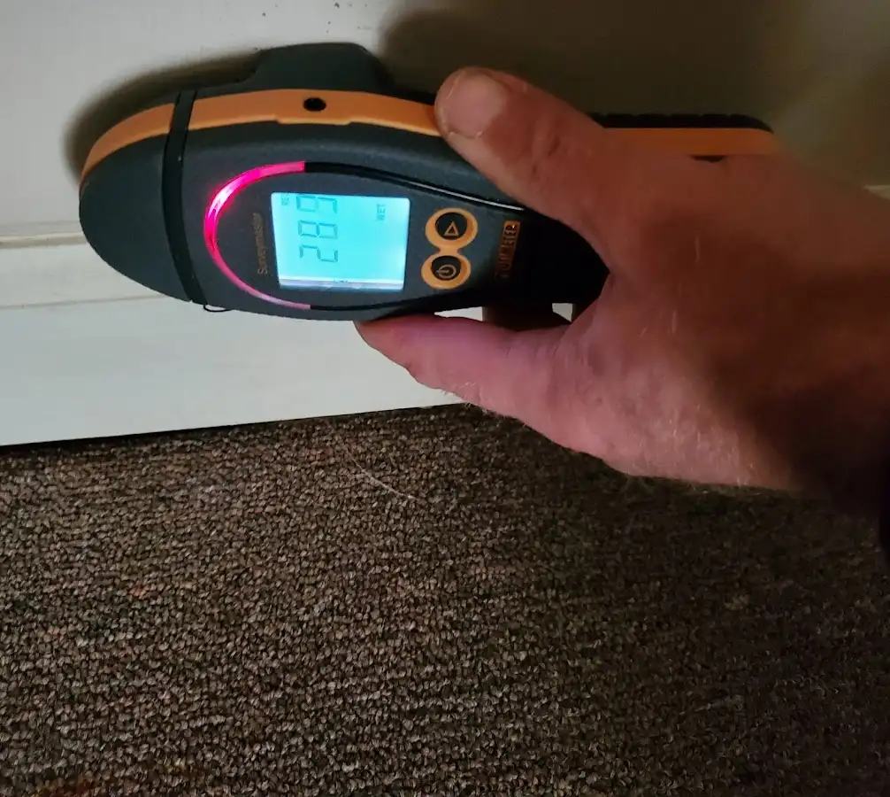 Moisture detection at baseboard during Mold Inspection & Testing in Volo
